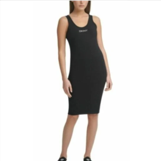 Vestido sin mangas Dkny Sport para mujer con logotipo adornado, negro XS Foto 1 de 1