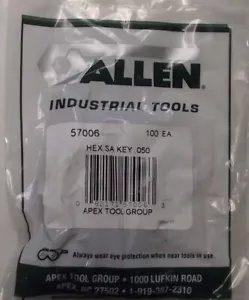 ALLEN 57006 .050" Short-Arm Hex Key Wrench L-Handle Black Oxide 100pcs. USA - Picture 1 of 2