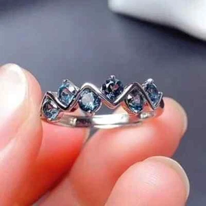 1.50Ct Round CUT Moissanite Alexandrite Band Ring WOMEN 14K White Gold Plated - Picture 1 of 4