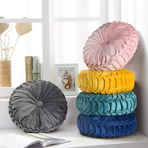 HIG Set of 2 Pumpkin Pleated Round Throw Pillows for Chair Sofa Home Decor 14.5" - Picture 1 of 97