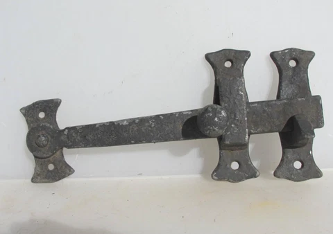 Vintage Iron Door Latch Lock Hook Catch Old Barn Gate Gothic  10"W Cover