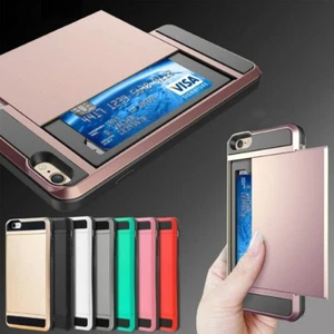 For iPhone XR 11 12 13 Pro Max 7 8 Plus Card Holder Shockproof Wallet Case Cover - Picture 1 of 23