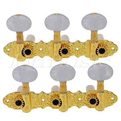 Classical Guitar Tuning Pegs Machine Heads Tuners Gold Plated White Pearl Head • 14.50€
