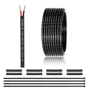 Cable eléctrico calibre 22 2 conductores 25 pies, UL 2464 22 AWG 2 cables estañado Co - Imagen 1 de 7