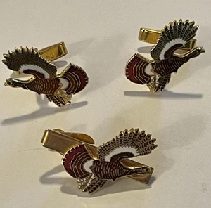 Vintage Wild Turkey Cuff Links & Tie Clip - Pat. Pending - Picture 1 of 5
