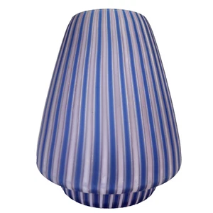 Vaso in vetro artistico soffiato a mano italiano nastro canna vintage MCM blu rosa righe Murano 8" - Foto 1 di 24
