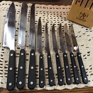 10 Henckels Eversharp Assorted Knives With Wooden Holder - Picture 1 of 9