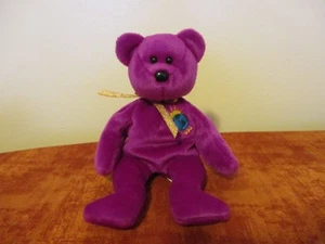 TY Beanie Babies Purple "MILLENNIUM" Bear 1999, Retired COLLECTIBLE W/ERRORS - Picture 1 of 8