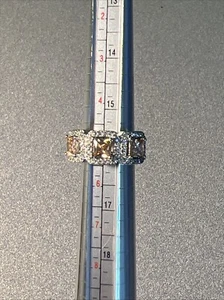 Designer Signed ESPO Esposito 925 Sterling Silver Triple CZ Gems Ring - Picture 1 of 7