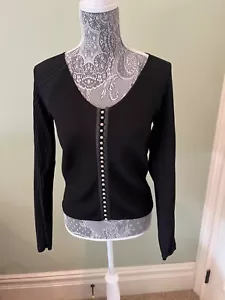 Vintage Carlisle Women's Black Long SleeveSweater Sz Medium. Peal Button Accents - Picture 1 of 11