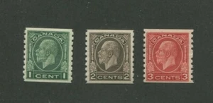 1933 Estampilla de franqueo de Canadá #205-207 como nueva con bisagras en muy buen estado conjunto de bobinas de goma originales - Imagen 1 de 2