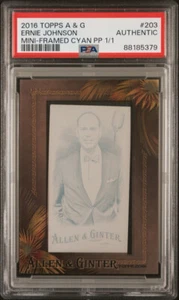 ERNIE JOHNSON '16 ALLEN GINTER CYAN PRINTING PLATE SP 1/1 PSA AUTHENTIC POP 1 MG - Picture 1 of 1