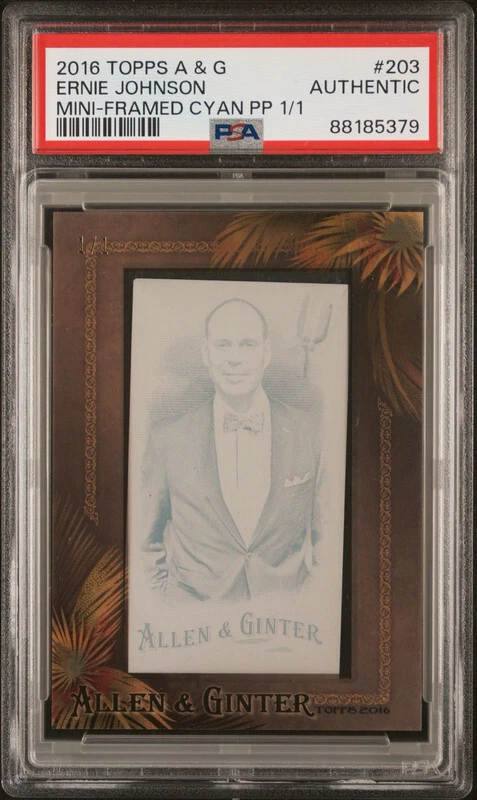 ERNIE JOHNSON '16 ALLEN GINTER CYAN PRINTING PLATE SP 1/1 PSA AUTHENTIC POP 1 MG - Image 1 of 1