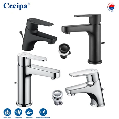 CECIPA Waschtischarmatur Wasserhahn Waschbecken Badarmatur mit Zugstange Mischbatterie