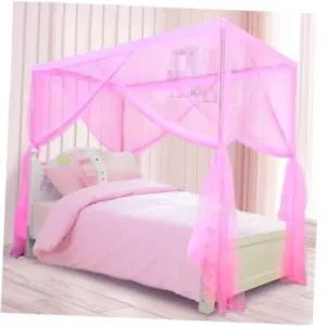 Princess Canopy Bed Curtains for Girls kids Bed Canopy for Girls 4 Post Bed - Picture 1 of 8
