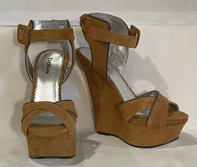 Sandalia bebe Amuse de gamuza tostada plataforma cuña alta correa al tobillo nueva con caja talla 7,5 Foto 1 de 4