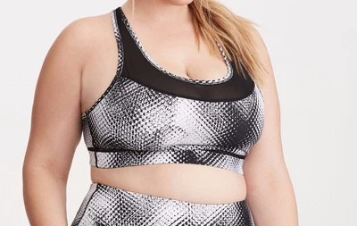 Torrid Active - Abstract Print Mesh Inset Sports Bra Black 0X Large 12 0 #36500 - Image 1 of 2