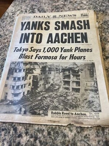 NEW YORK DAILY NEWS Oktober 13, 1944 - Yanks Smash into Aachen. WWII Zeitung - Bild 1 von 19