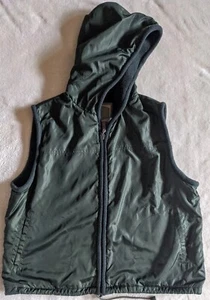 Liz Claiborne Vest Large Womens Puff Sleeveless Full Zip Hooded Vest Olive Green - Picture 1 of 12