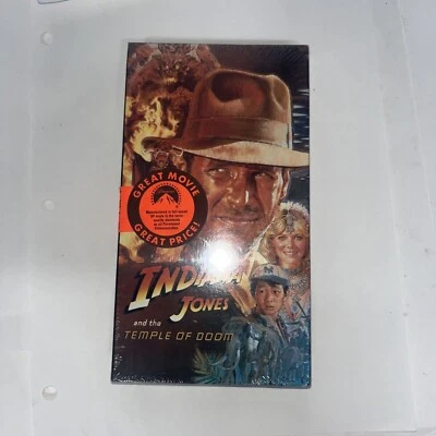 INDIANA JONES and the TEMPLE OF DOOM 1986 VHS Black Cover sealed watermark Rare - Image 1 of 4