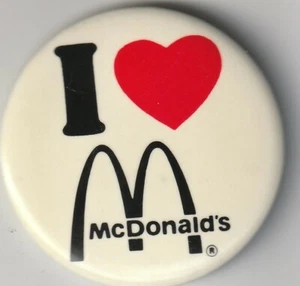 I LOVE Mc DONALDS pinback vintage - Picture 1 of 2