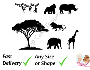 Silhouette Animals Printed Cake decoration Topper icing, wafer or wafer card - Picture 1 of 2