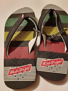 Red Stripe Flips Flops Mens Size 8 - Picture 1 of 8