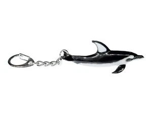 White Striped Dolphin Keychain Miniblings Charm Ocean Dolphin - Picture 1 of 4