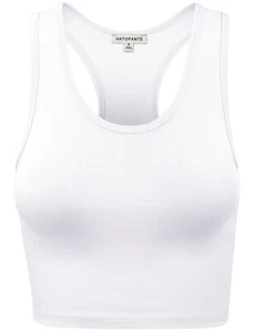 Women Premium Cotton Breathable Basic Sleeveless Racerback Crop Tank Top - Picture 1 of 202