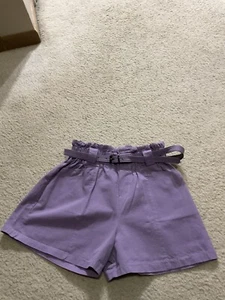 Kids Girls Purple Belted Shorts 14/16 - Picture 1 of 3