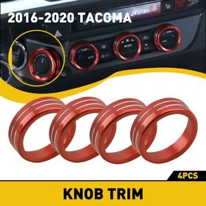 4pcs Red Car AC Climate Control Ring Knob Trim Cover for Toyota Tacoma 2016-2022