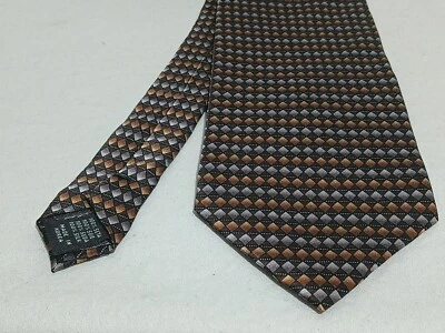 Corbata Visconti Hecha a Mano Pura Seda Negra/Gris Geométrica Estampado Diamante Foto 1 de 4