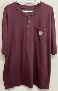 Carhartt Herren T-Shirt rot Henley Pocket Gr. XL Original Fit Logo Workwear Tee - Bild 1 von 9