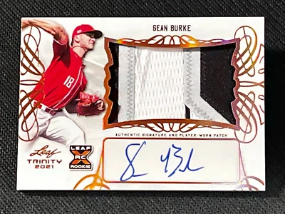 2021 Leaf Trinity PLAYER WORN PATCH ROOKIE AUTO Sean Burke - Image 1 of 4