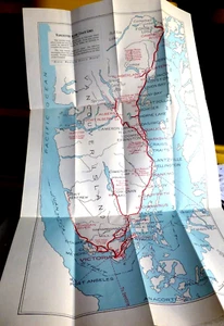 POLLETO MAPA VINTAGE VANCOUVER ISLAND COACH LINES HORARIOS c.1930 - Imagen 1 de 11