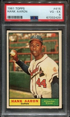 1961 Topps #415 Hank Aaron PSA 4 ++ aspecto centrado mejor patio Milwaukee Braves Foto 1 de 2