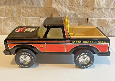 Vintage 1970s Nylint Moto Cross Team Pickup Truck Black Diecast Pressed Steel - Image 1 of 4