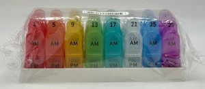Monthly Pill Organizer Pill Case Box 32 numbers 31 Days One Month 2 Times a Day - Picture 1 of 3