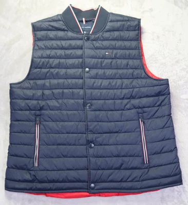 Tommy Hilfiger Chaleco acolchado azul oscuro acolchado acolchado acolchado para hombre talla XL cremallera completa ligero Foto 1 de 4
