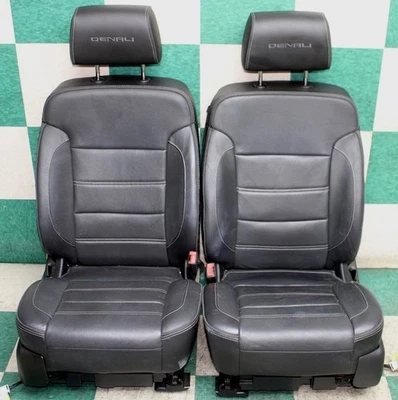 *WEAR* 16' YUKON Denali Black Leather Heat Cool Lane Keep Front Bucket Seats 2x - Image 1 of 4
