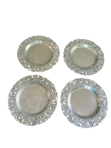 Arthur Court 14” Plate Serving Platter Charger Grapes Repousse Pewter Set of 4 - Picture 1 of 5