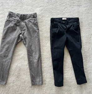 Zara Skinny Pants Boys Size 7 8 - Lot of 2 Pants - Black , Tweed - Picture 1 of 3