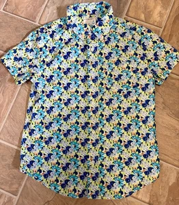 Crewcuts Boy's Blue Flower Print Button Up Shirt Sz 10 Short Sleeve - Picture 1 of 5