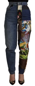 Dolce & Gabbana Vaqueros Azules Jacquard Mayólica Cintura Alta Mujer Pantalones - Imagen 1 de 6