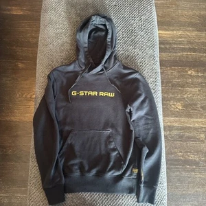 G Star Raw Mens Black Logo Hoodie Fleece Pullover Sweatshirt Size XS - Picture 1 of 8