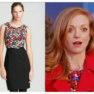 Abito a tubino Kate Spade New York multicolore arcobaleno caleidoscopio balze taglia 2 - Foto 1 di 9