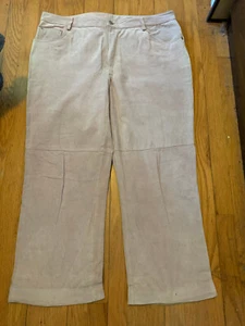 NEWPORT NEWS Jeanology Blush Pink 100% Leather Suede Pants - Size 18W - Picture 1 of 3
