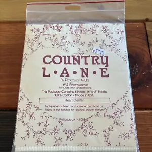 Regency Mills COUNTRY LANE #14 Floral CrossStitch Fabric BRICK RED Heart Center - Picture 1 of 5