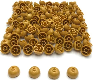 Lego 100 New Pearl Gold Bricks Round 2 x 2 Dome Top with Bottom Axle Holder Part - Picture 1 of 1