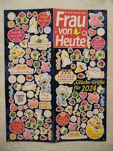 Gr. Aufkleber-Bogen 112 Grüße Glück Hufeisen Herz Bär Schwein Zeitschrift - Bild 1 von 1